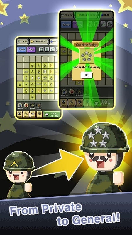 Raising Rank Insignia Mod APK Boss Battle