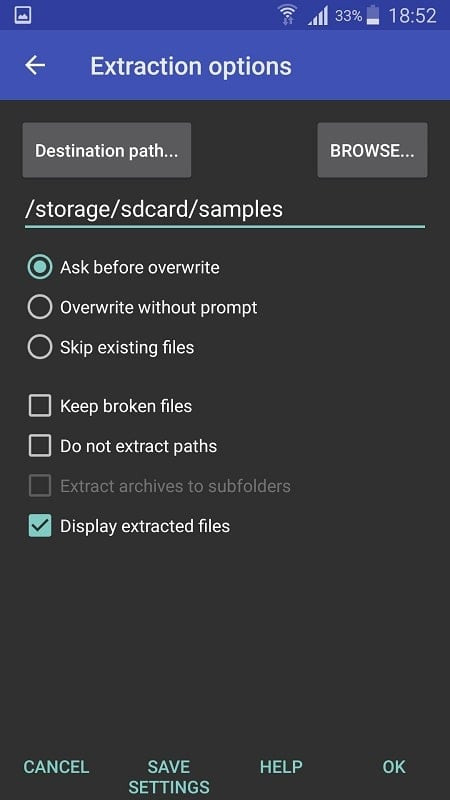 RAR MOD APK extracting files