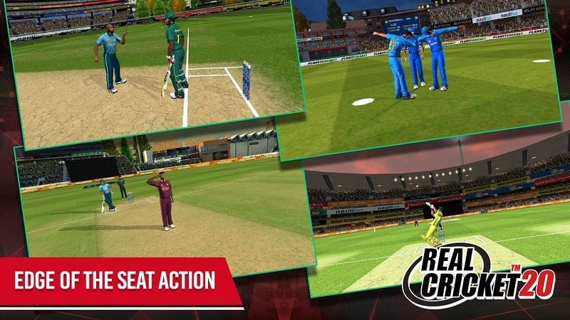 Player selection screen with customization options in Real Cricket 20 mod apk