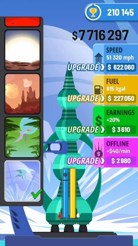 Rocket Sky! rocket upgrade screen screenshot