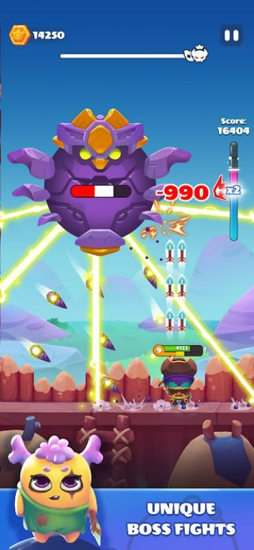 Rumi Defence gameplay screenshot featuring a boss battle