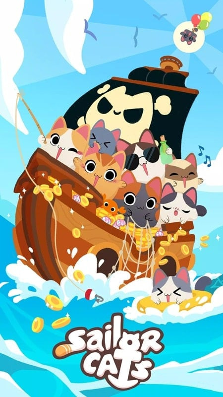 Sailor Cats gameplay screenshot showing a cat on a boat