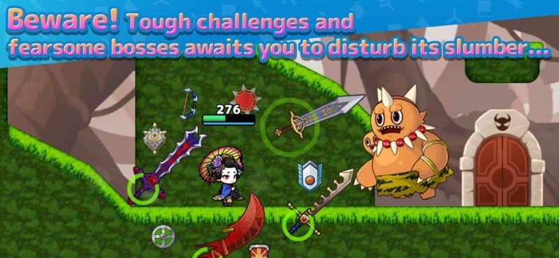 Samurai X gameplay screenshot showing various monsters