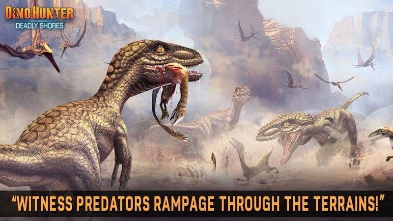 Hunting dinosaurs for free with Dino Hunter: Deadly Shores MOD APK