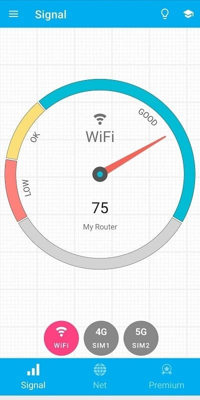 Signal Strength app interface showing signal strength details