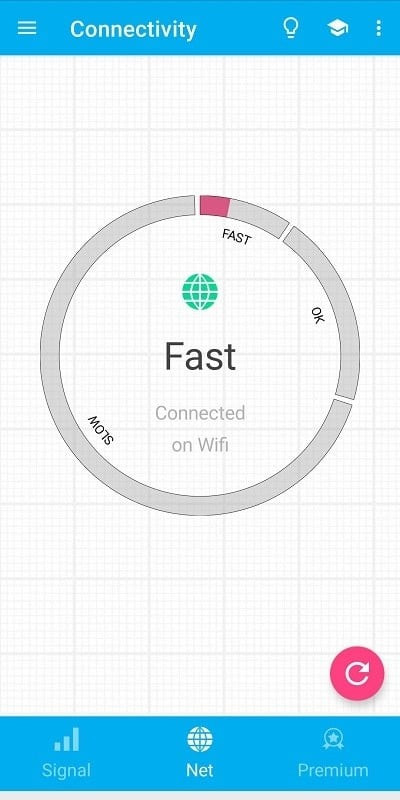 Signal Strength app interface displaying network information