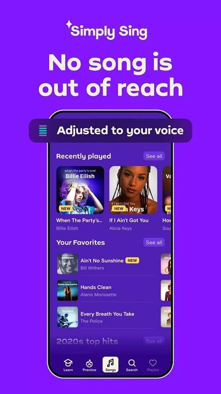 Simply Sing Android app screenshot