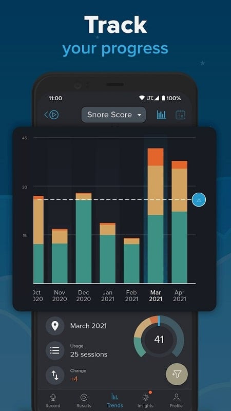 SnoreLab MOD APK storing snoring recording history