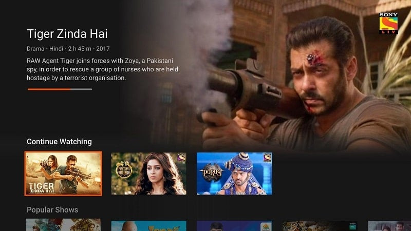 SonyLIV MOD APK download screen