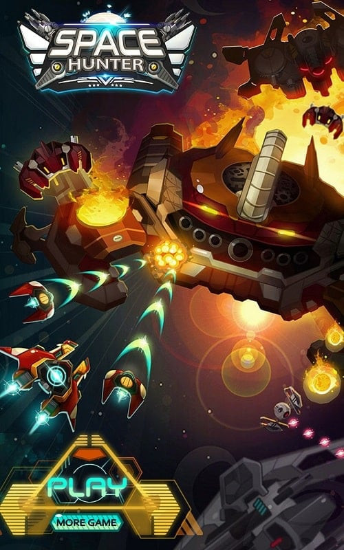 An intense battle in Space Shooter: Galaxy Attack with numerous enemy ships attacking the player.