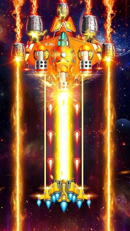 Space Shooter MOD APK gameplay screenshot featuring enemies