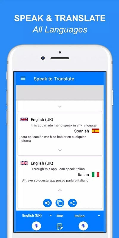 Speak and Translate app translating text