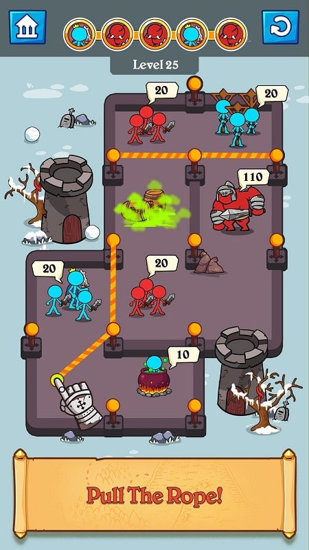 Stick Clash MOD APK screenshot showing stick figure warriors