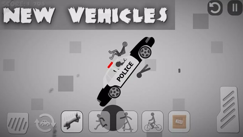 Stickman performing a motorcycle jump in Stickman Destruction 3 Epic