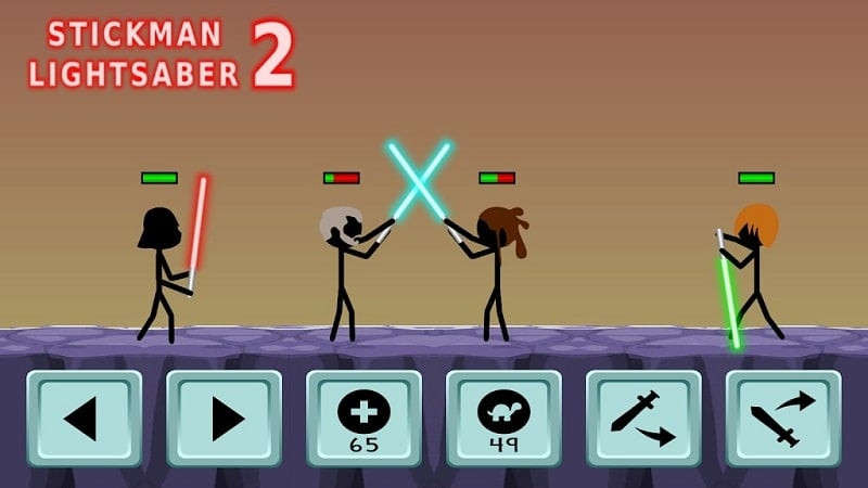 Stickman Lightsaber Warriors 2 character fighting