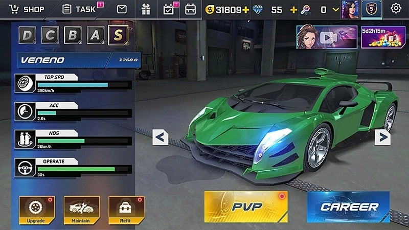 Street Racing HD car customization options screenshot