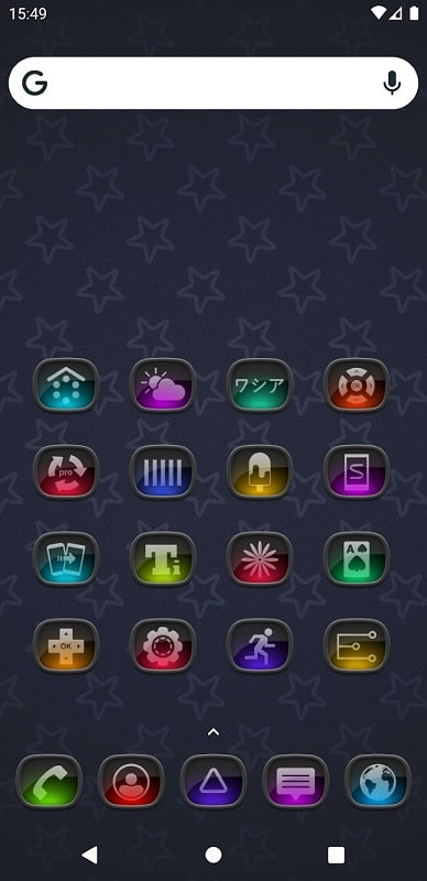 Combination of glass icons and gradient lighting