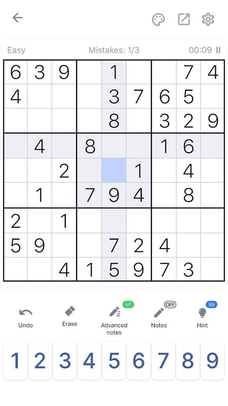 Sudoku MOD APK - Giao diện thân thiện, dễ sử dụng