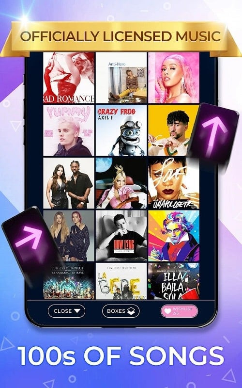 SuperStar MOD APK song selection screenshot