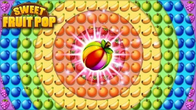 Sweet Fruits POP: Match 3 - Hình ảnh game với giao diện đầy màu sắc và các loại trái cây hấp dẫn.