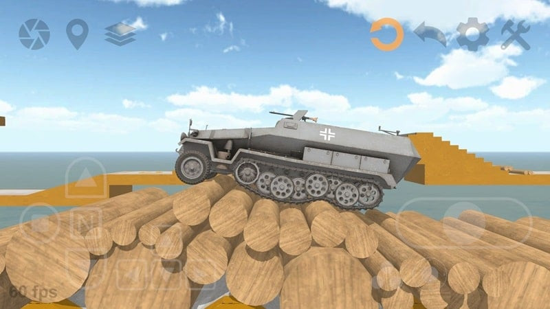 Tank maneuvering on diverse terrain in Tank Physics Mobile Vol.2 mod