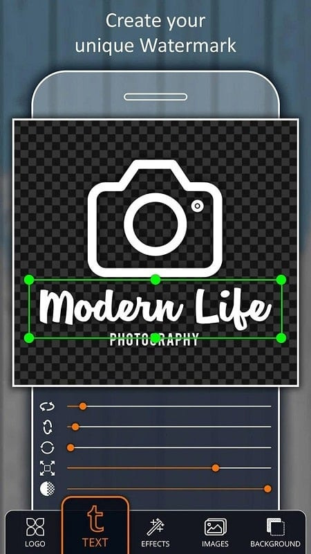 Creating a custom watermark in Add Watermark on Photos MOD