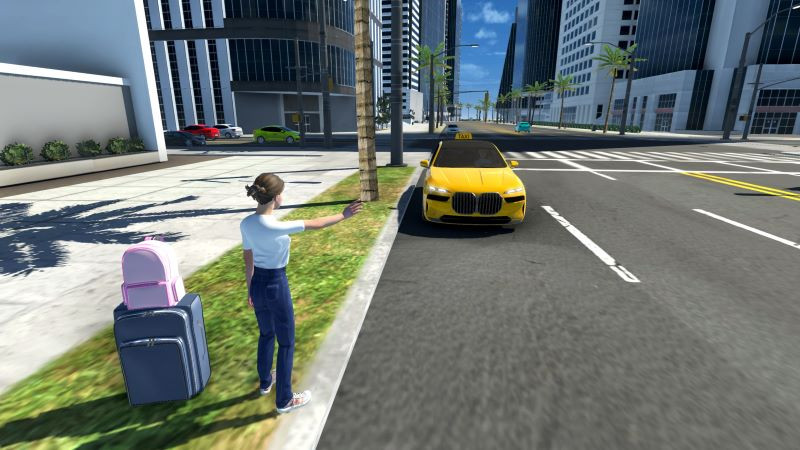 Taxi Driver: City Driving SIM MOD APK screenshot showing gameplay