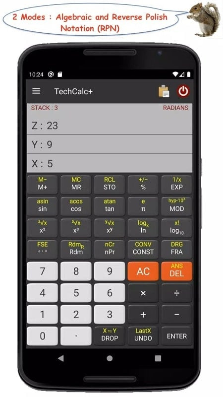 TechCalc app displaying graphs