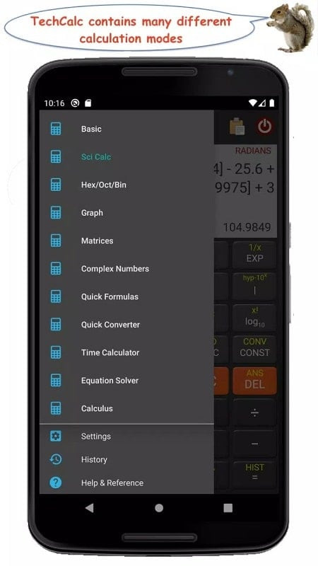 TechCalc app with saved calculations