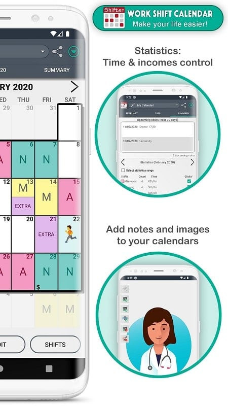 Tracking Income in Work Shift Calendar