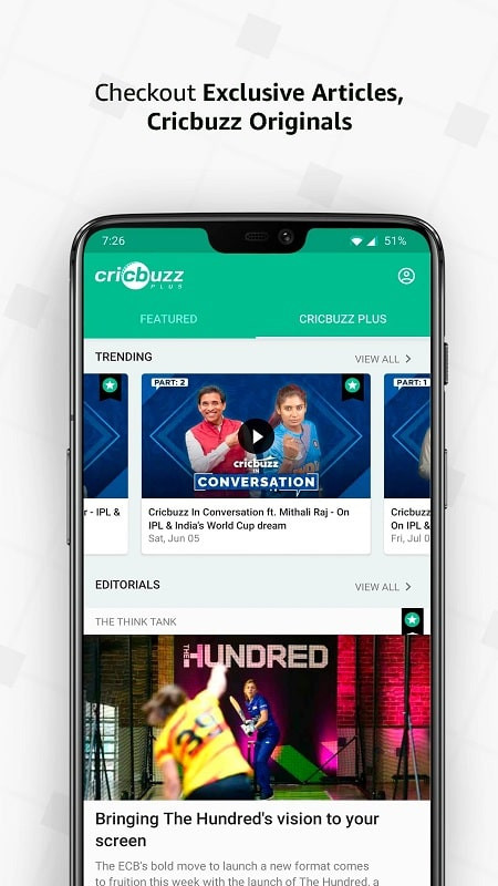 Thông báo lịch thi đấu trên Cricbuzz Mod APK