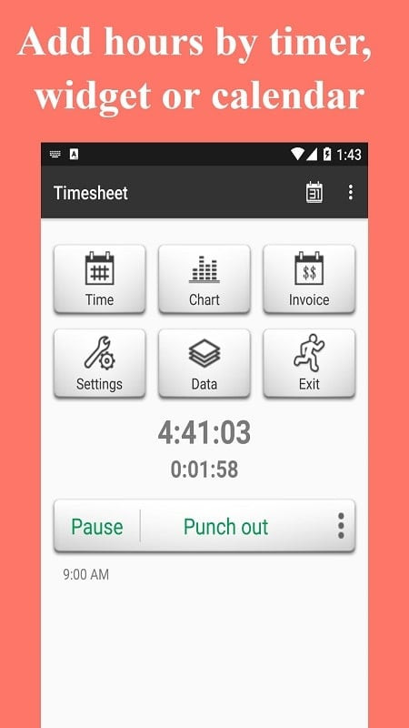 Timesheet Work Hours Tracker MOD APK - Intuitive Interface