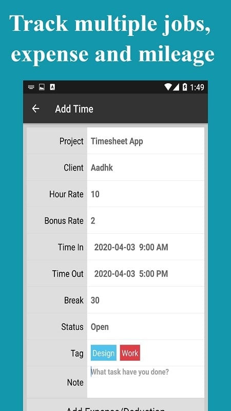 Timesheet Work Hours Tracker MOD APK - Theo dõi lịch trình làm việc