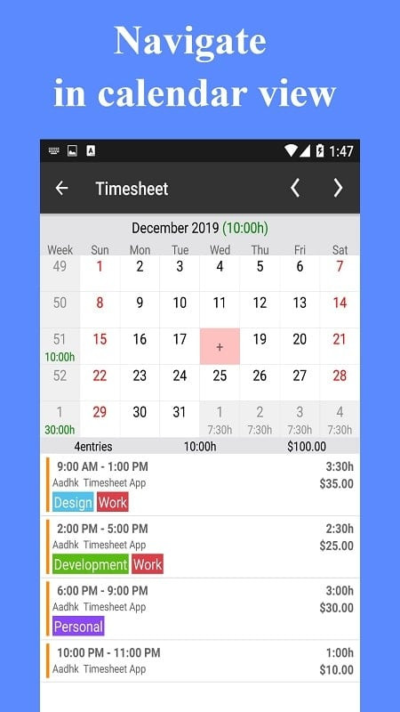 Timesheet Work Hours Tracker MOD APK - Xuất báo cáo dễ dàng