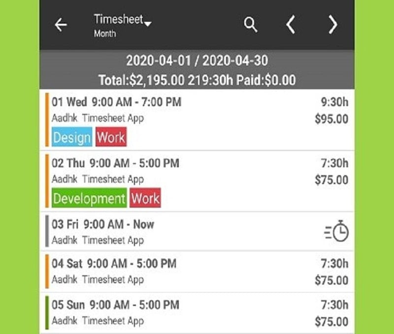 Timesheet Work Hours Tracker - Ứng dụng quản lý thời gian làm việc