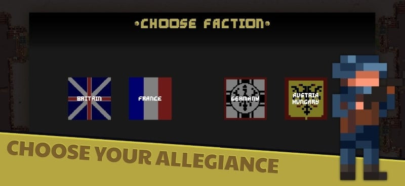 To The Trenches MOD APK Screenshot - Choosing a Nation