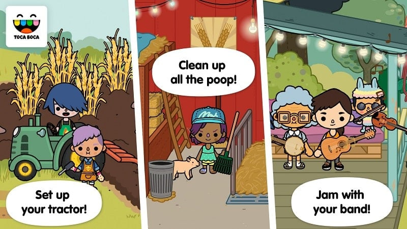 Toca Life: Farm gameplay featuring farm upgrades