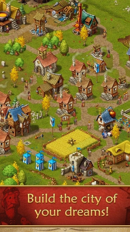 Townsmen gameplay screenshot showing a farm