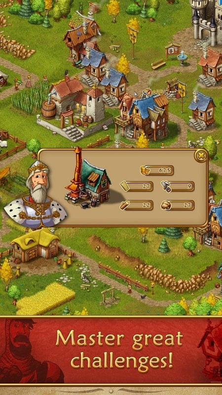 Townsmen MOD APK gameplay screenshot showing resource gathering