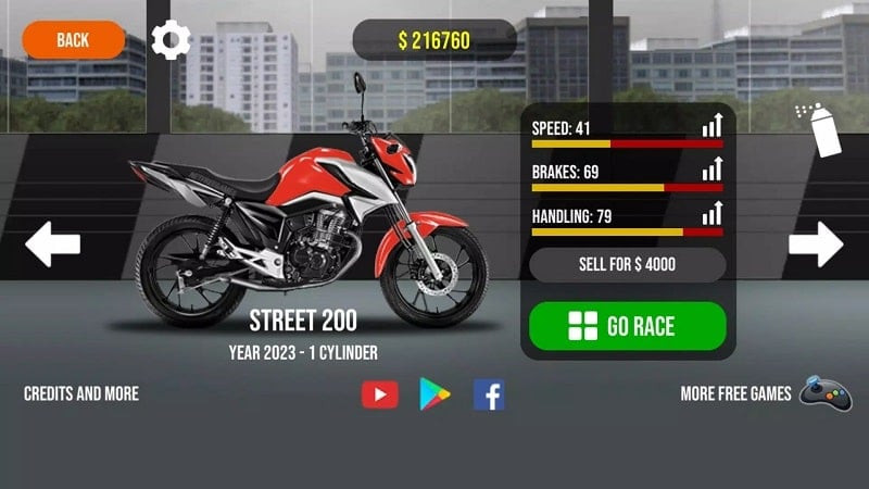 Traffic Motos 3 Motorcycle Selection