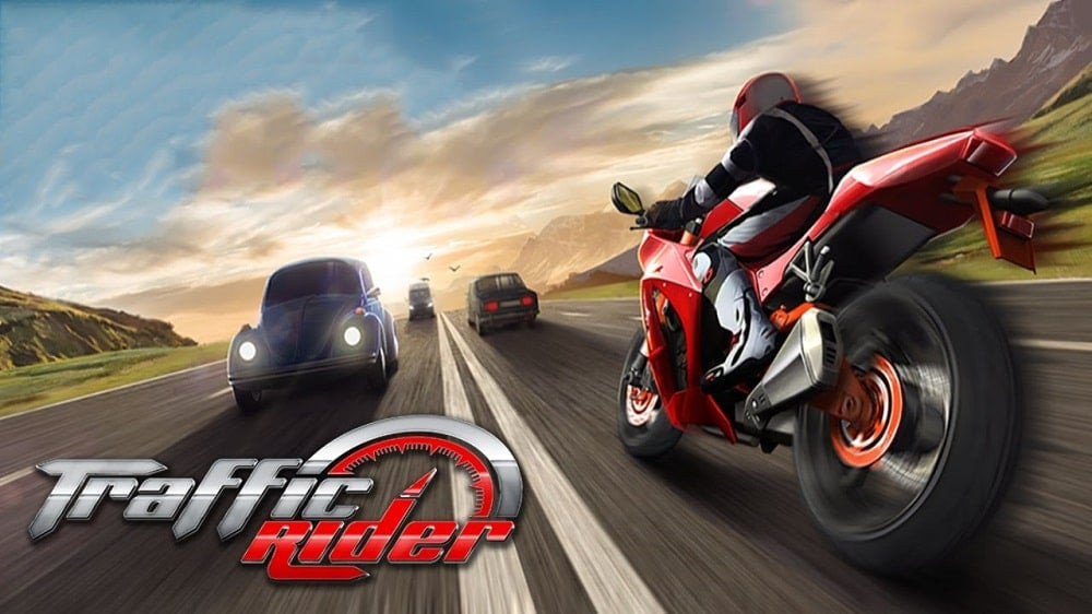 Traffic Rider gameplay on a motorcycle