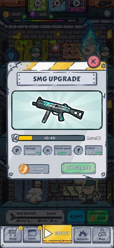 Upgrading Weapons in Train Army MOD APK