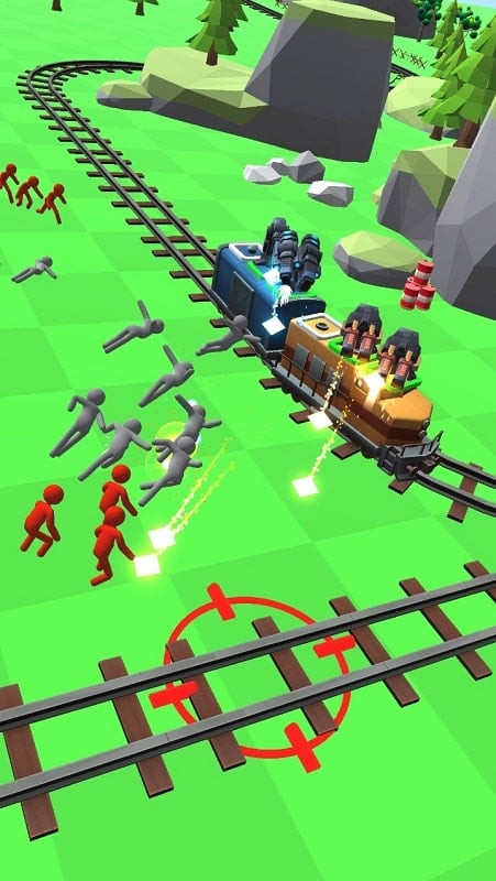 Train Artillery MOD APK gameplay on dangerous rails