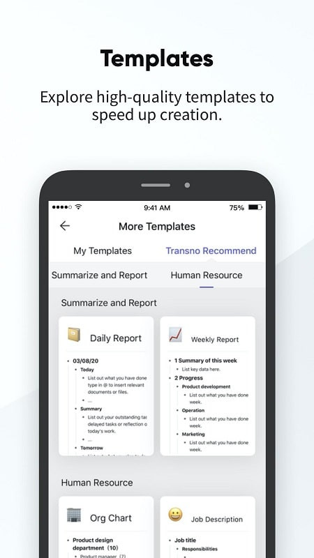 Transno task planning interface