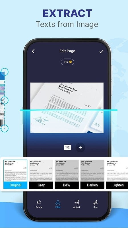 OCR text extraction in Document Scan MOD APK