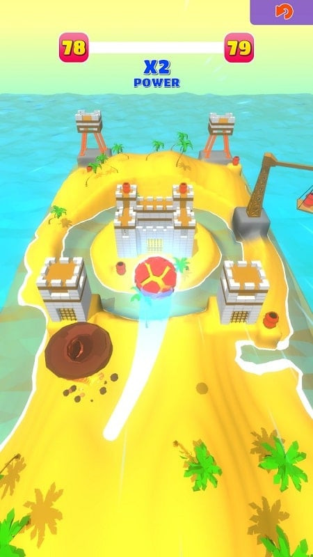 Various structures in Tropic Smash MOD APK