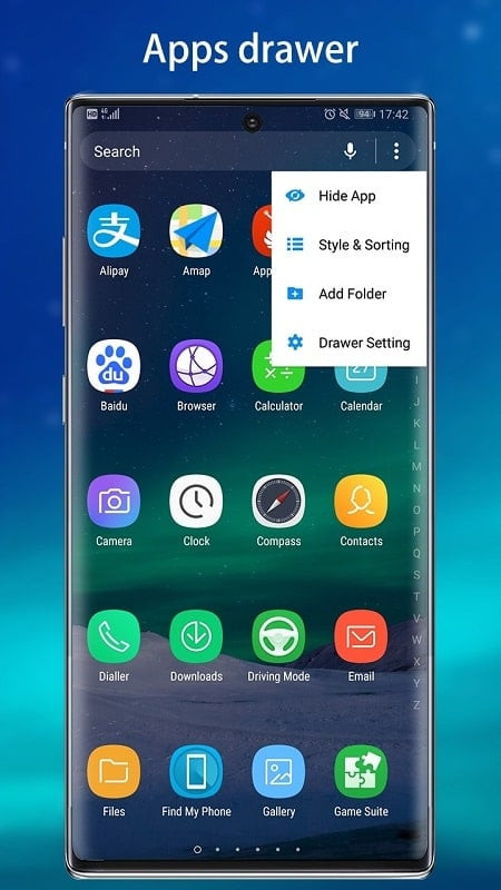 Customizing the app drawer with Cool Note20 Launcher MOD APK