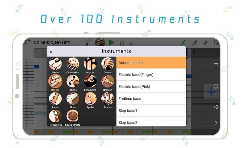 Customizing instrument settings in MusicLine