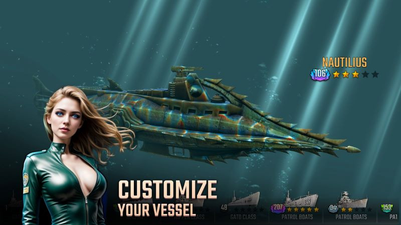 Uboat Attack MOD APK torpedo launch screenshot