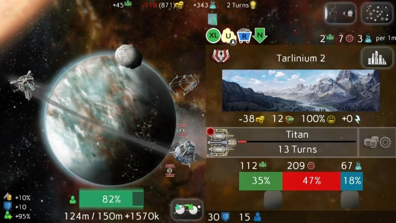 Uciana gameplay screenshot depicting space combat